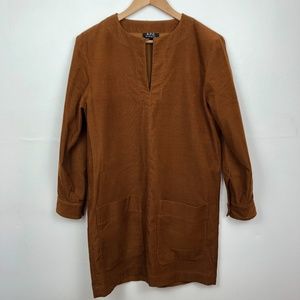 A.P.C. Brown Corduroy Long Sleeve Dress